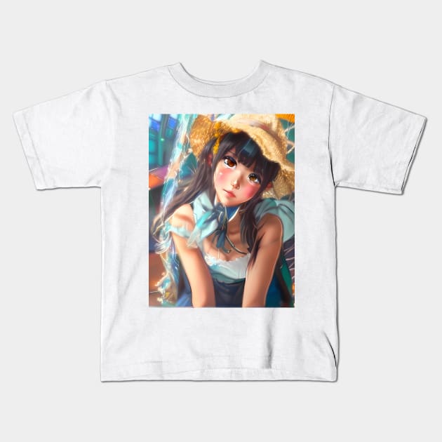 Beautiful anime girl Mea Otogi Kids T-Shirt by Yuri Ilyin